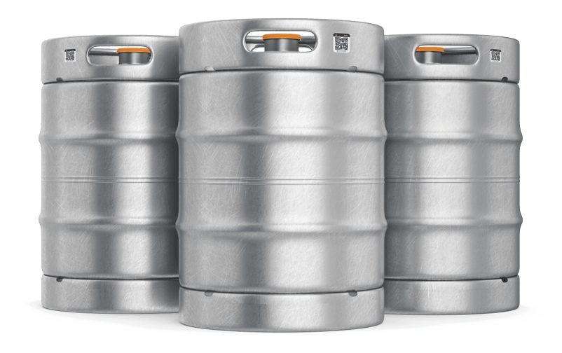 Beer kegs tracked with Kegshoe Keg Tracking and QR code labels